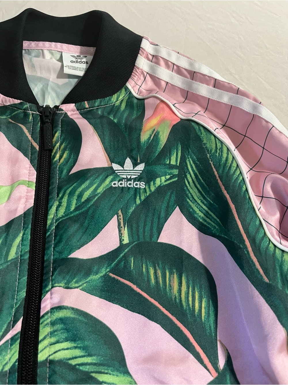 adidas Pink & Green Tropical Bomber Jacket - Women's Size XS - Picture 2 of 4